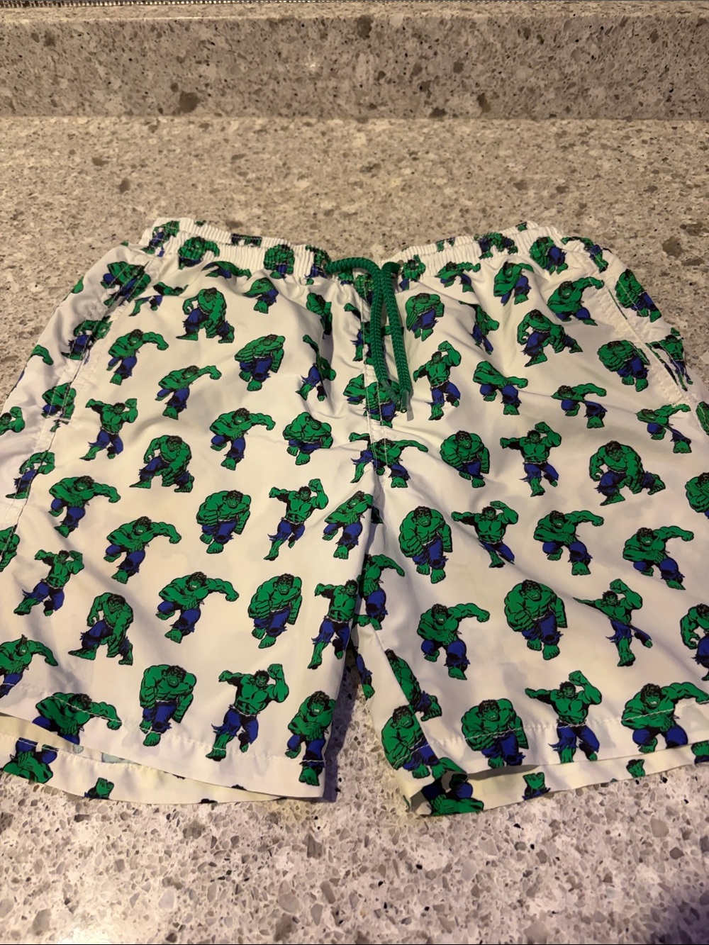 MC2 Saint Barth White Swim Trunks with Green Hulk Print